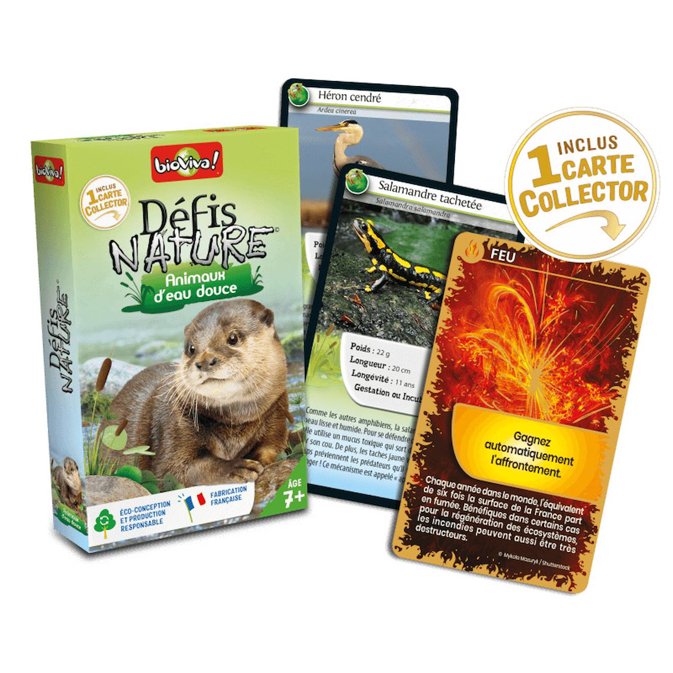 Jeu de cartes défis nature - animaux d'eau douce - fabriqué en france multicolore