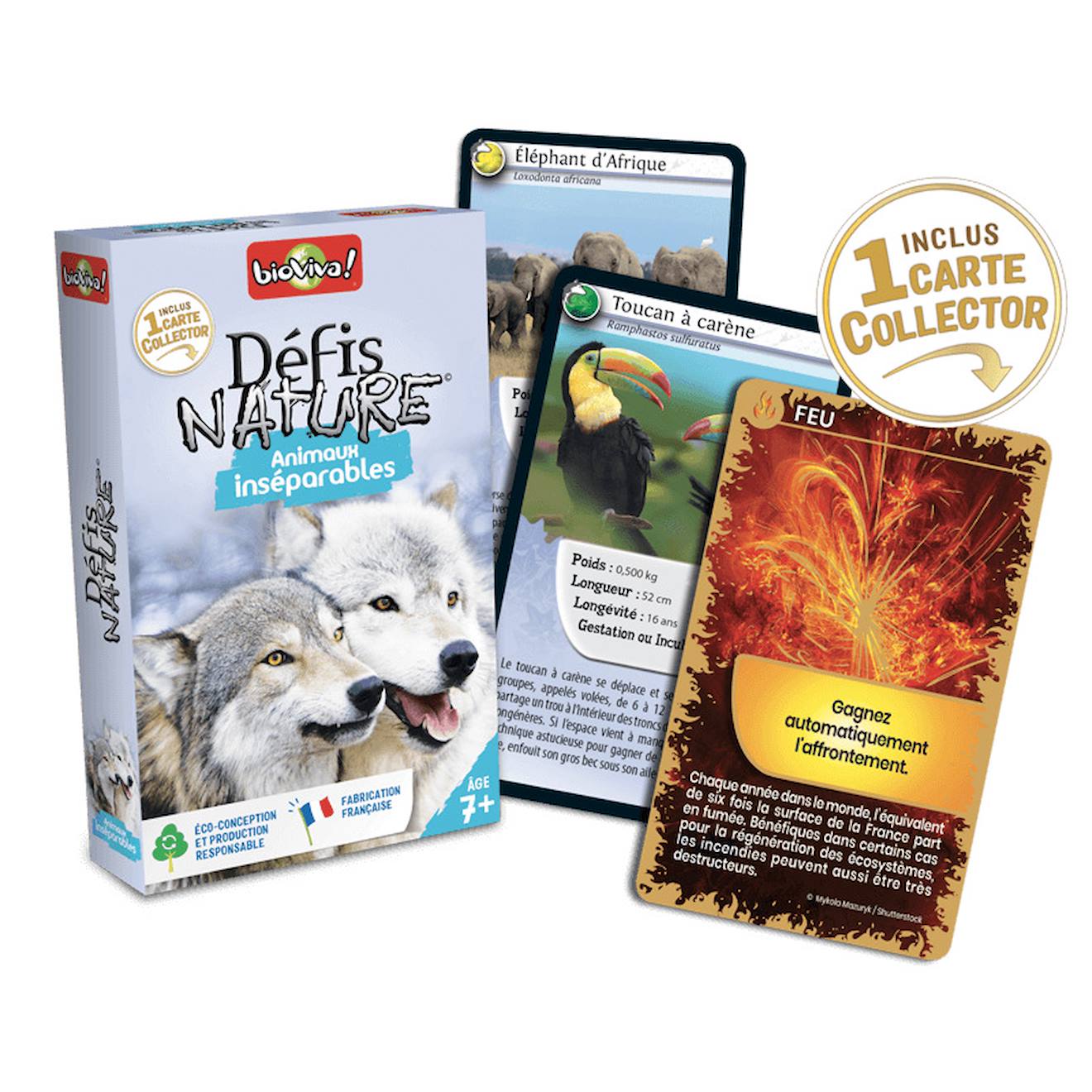 Jeu de cartes défis nature - animaux inséparables - fabriqué en france multicolore