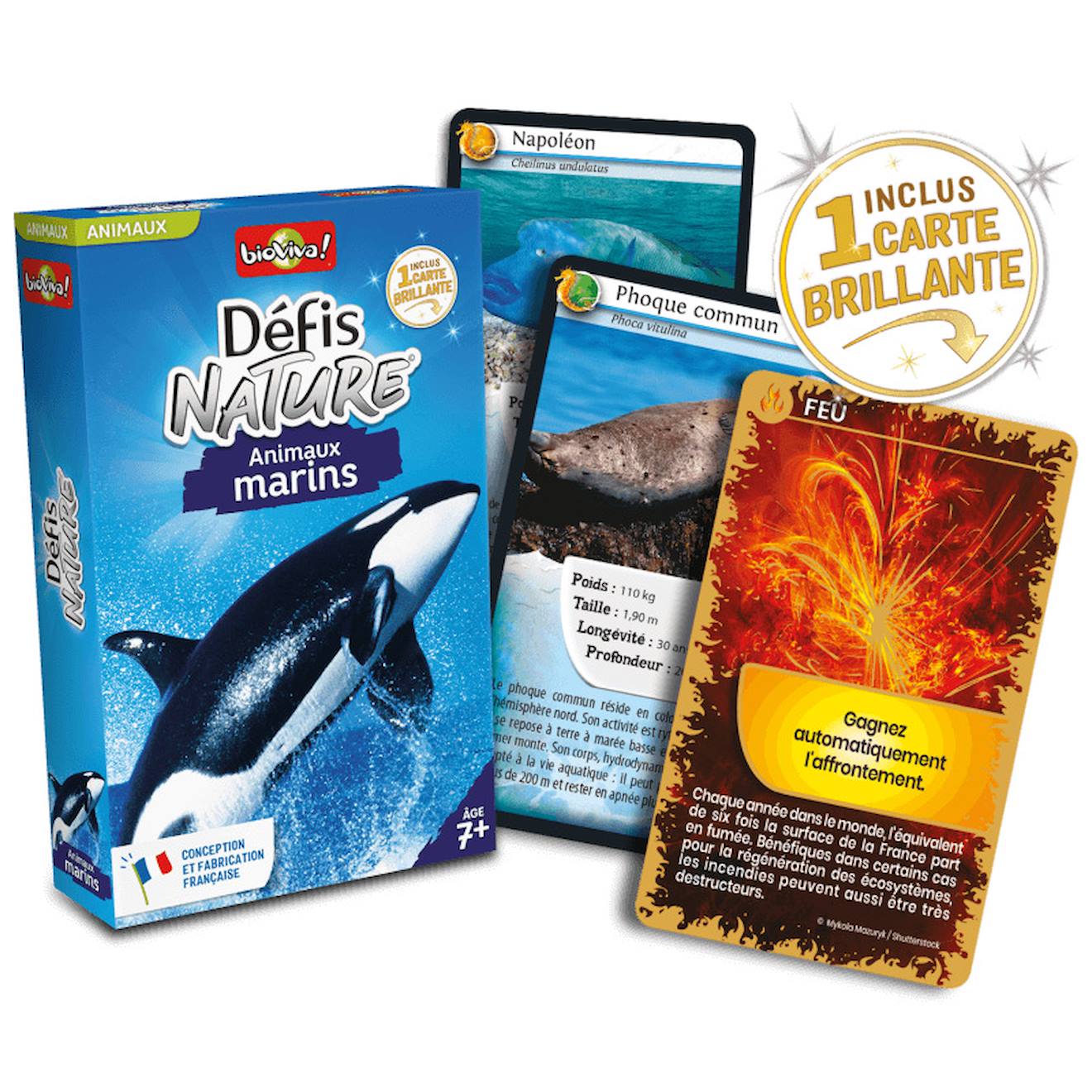 Jeu de cartes défis nature - animaux marins - fabriqué en france multicolore