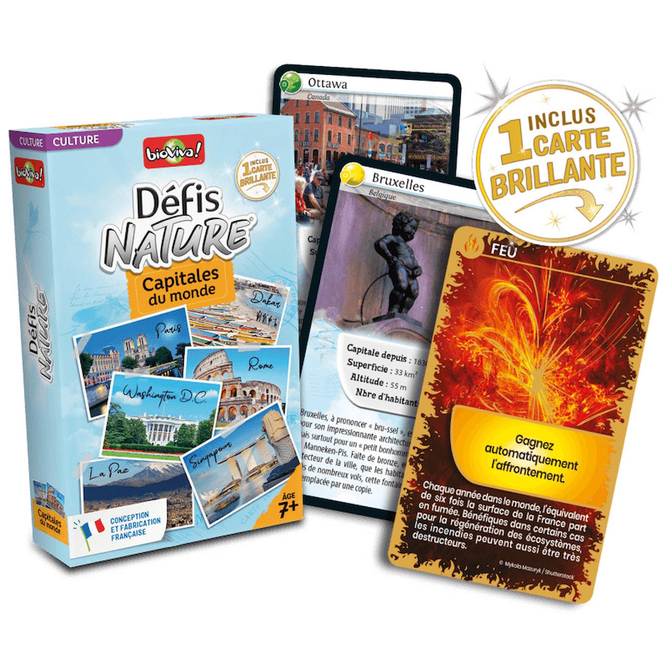 Jeu de cartes défis nature - capitales du monde - fabriqué en france multicolore