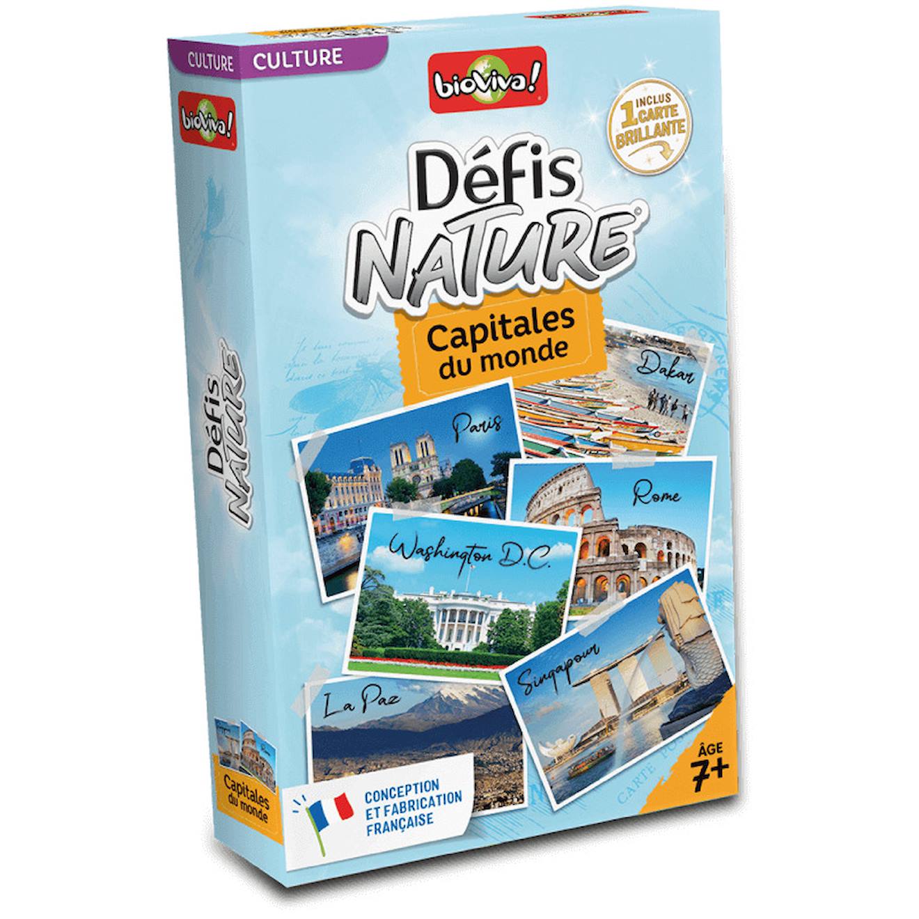 Jeu de cartes défis nature - capitales du monde - fabriqué en france multicolore