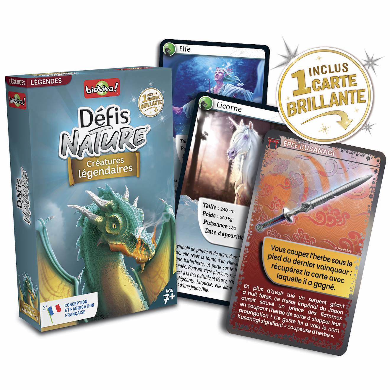Jeu de cartes défis nature - créatures légendaires - fabriqué en france multicolore