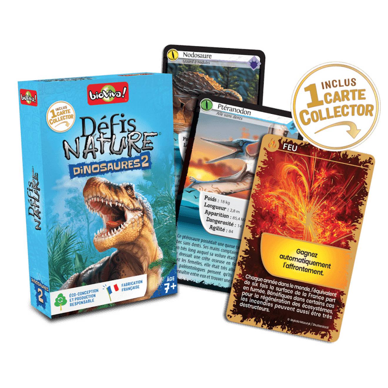 Jeu de cartes défis nature - dinosaures 2 - fabriqué en france multicolore