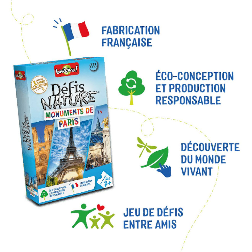 Jeu de cartes défis nature - monuments de paris - fabriqué en france multicolore