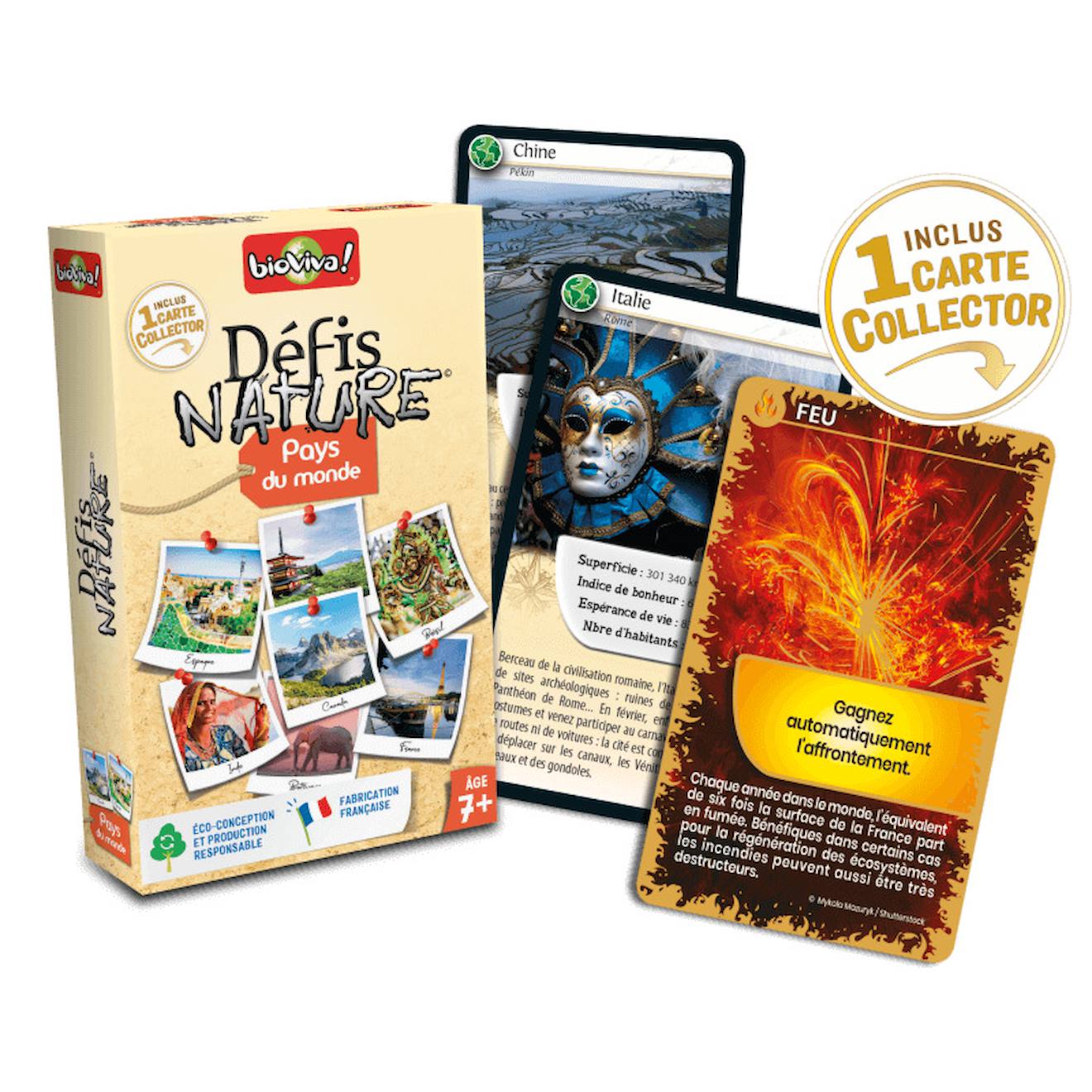 Jeu de cartes défis nature - pays du monde - fabriqué en france multicolore