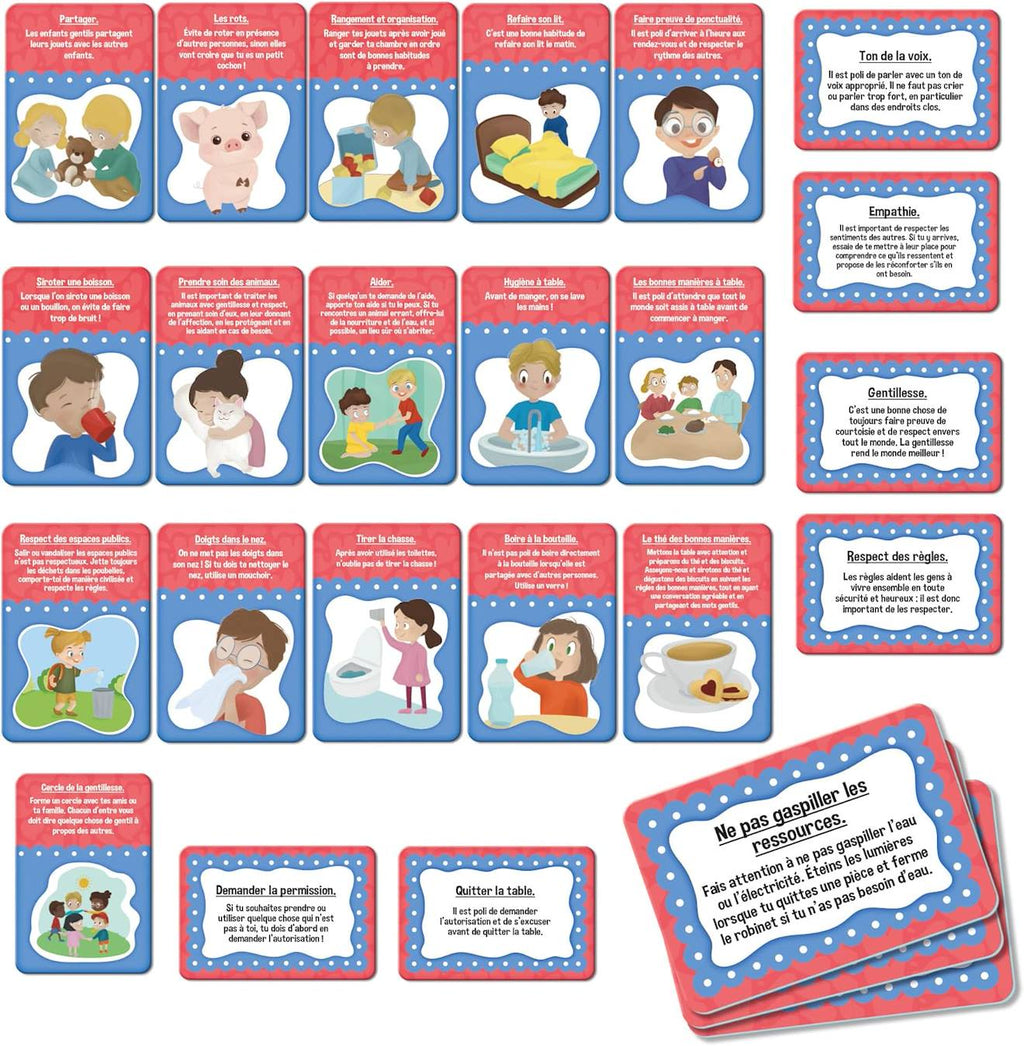 Jeu de cartes des bonnes manières - 84 cartes éducatives pour développer politesse multicolore