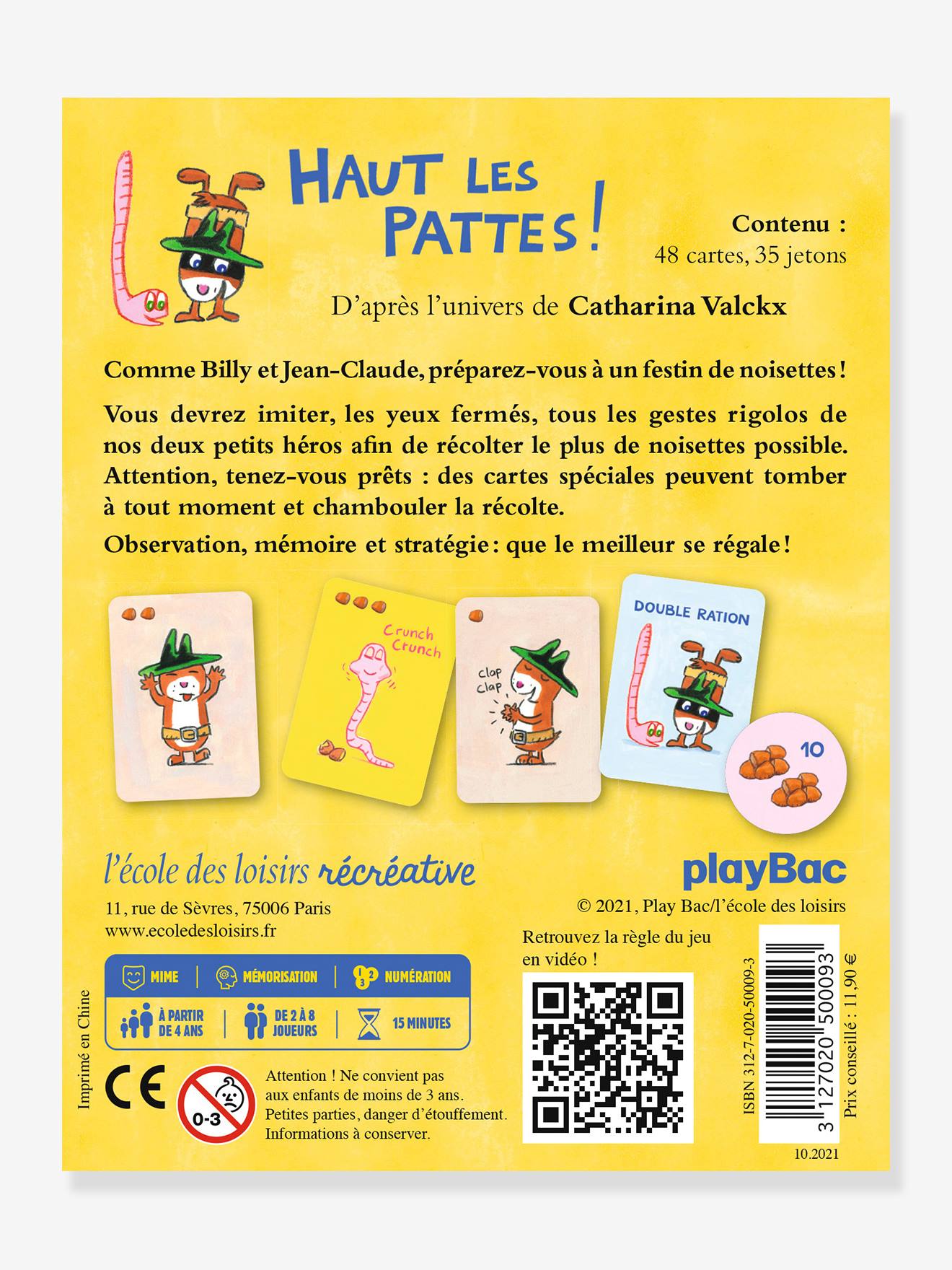 Jeu de cartes haut les pattes multicolore