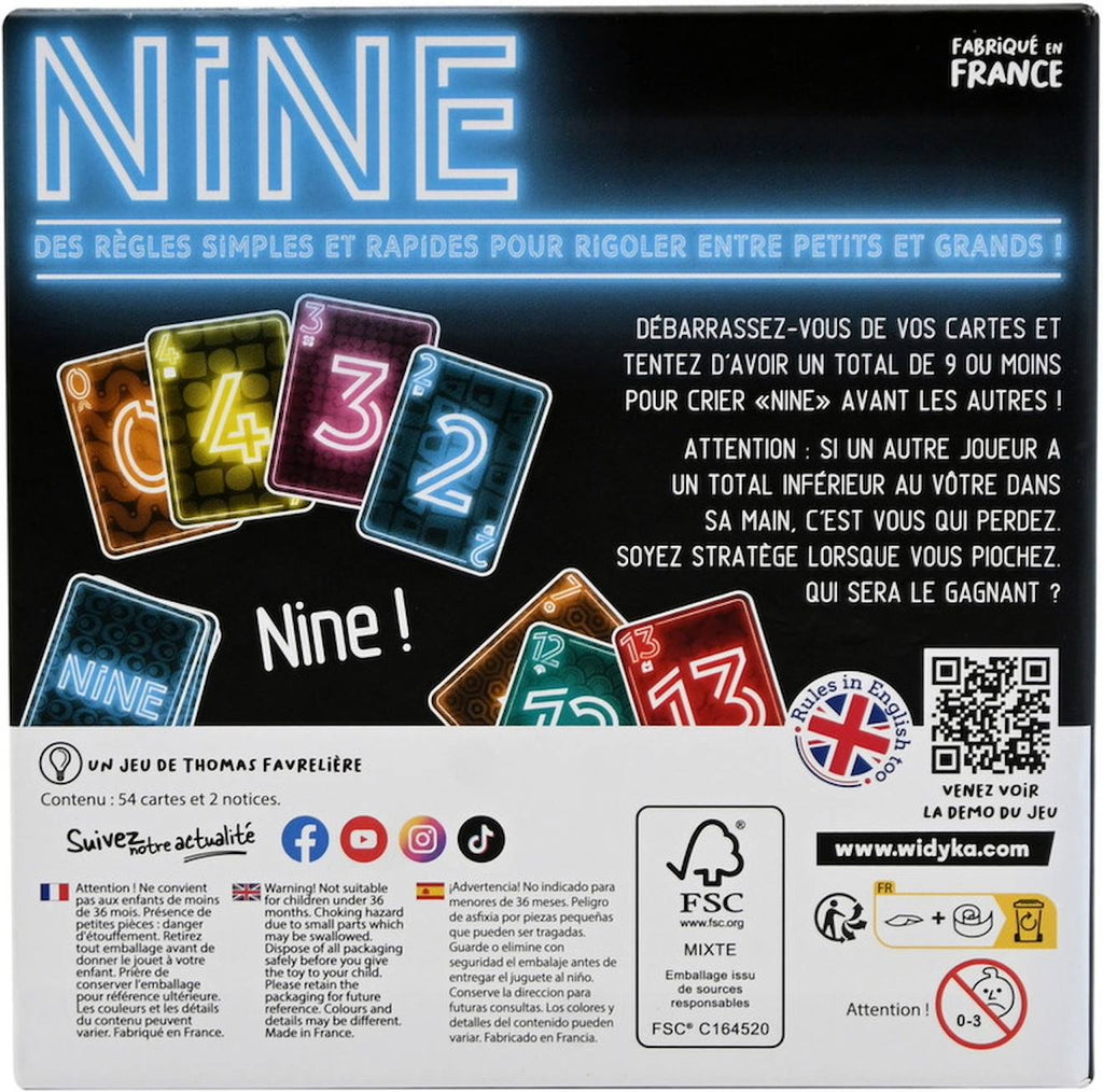 Jeu de cartes nine noir