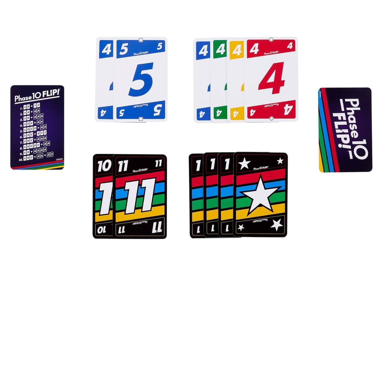Jeu de cartes phase 10 flip multicolore