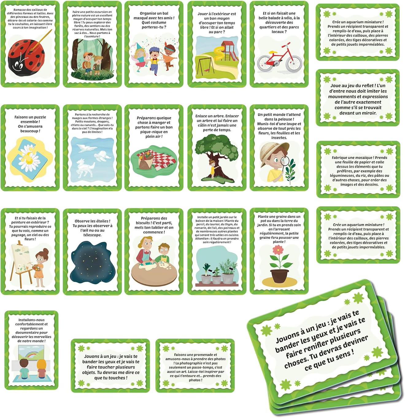 Jeu de cartes que faire en temps libre 84 cartes activités dès 4 ans, occuper le temps libre multicolore
