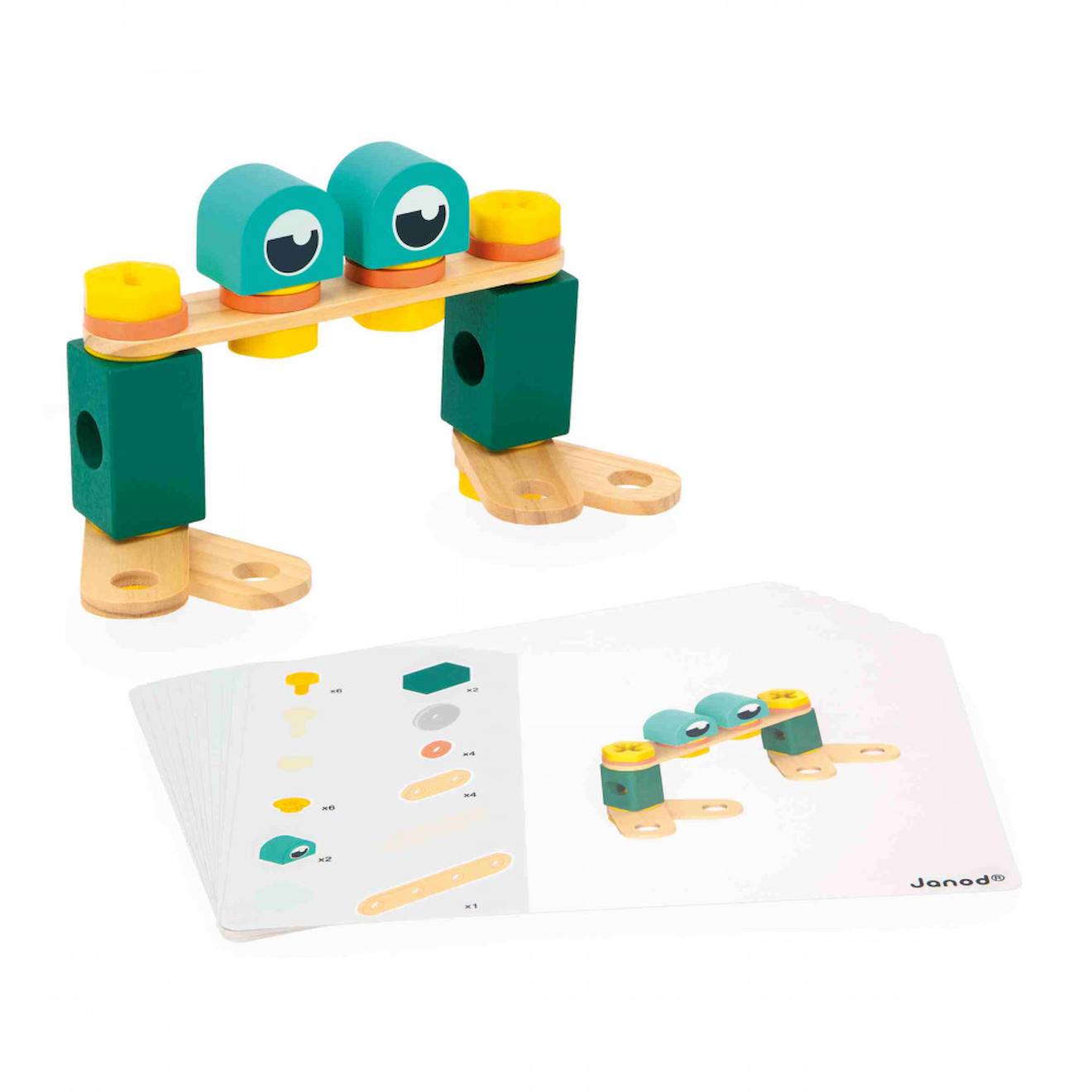 Jeu de construction en bois, baril 50 pièces multicolore