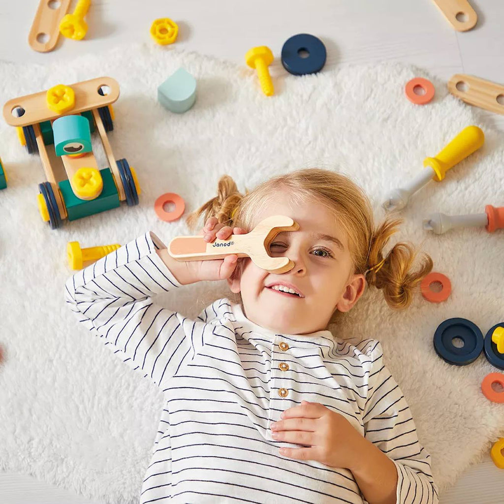 Jeu de construction en bois FSC baril 100 pièces multicolore