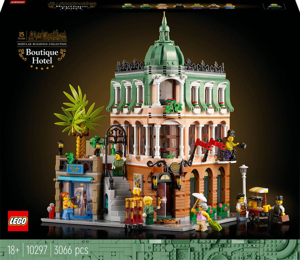 Jeu de construction LEGO creator expert boutique-hôtel – 3066 pièces, architecture européenne, mini figurines, 33 cm, créativité immersive multicolore