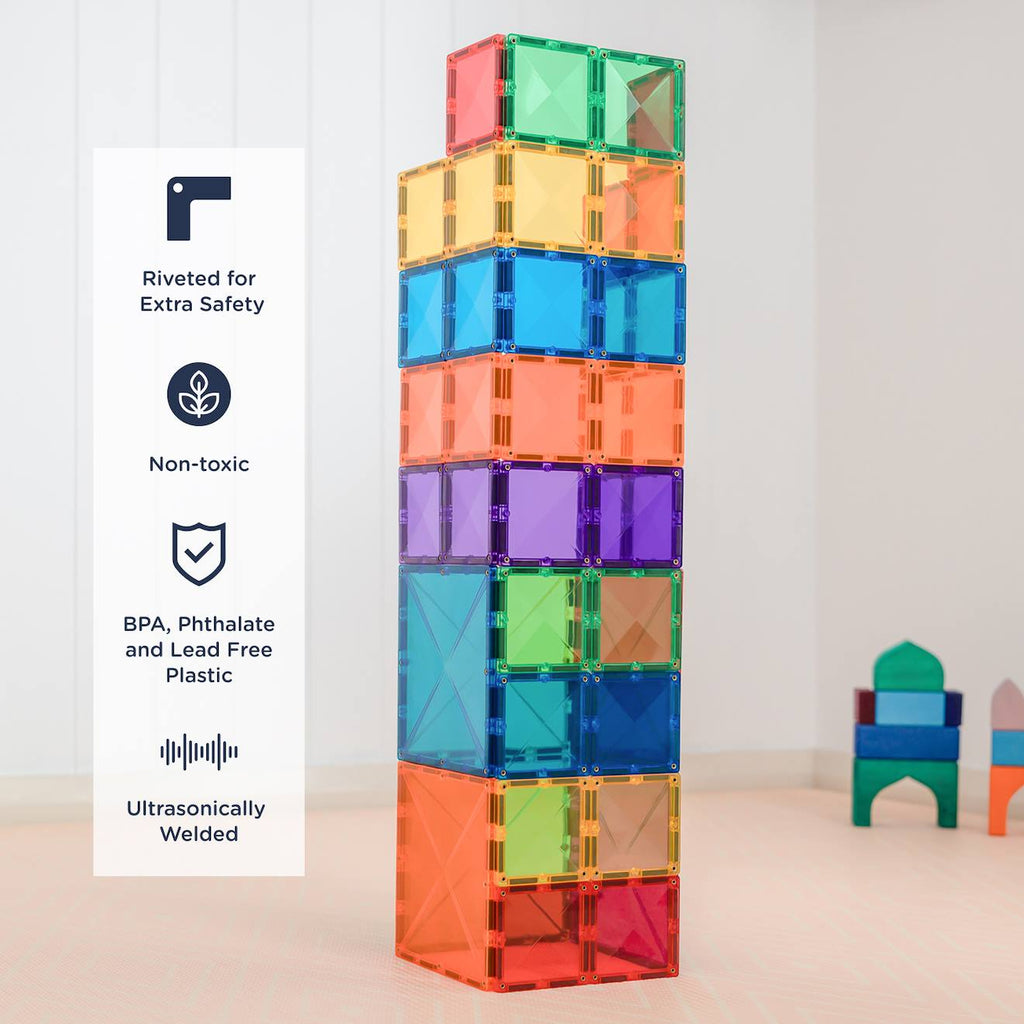 Jeu de construction magnétique arc-en-ciel paquet carré, 42 pièces arc-en-ciel