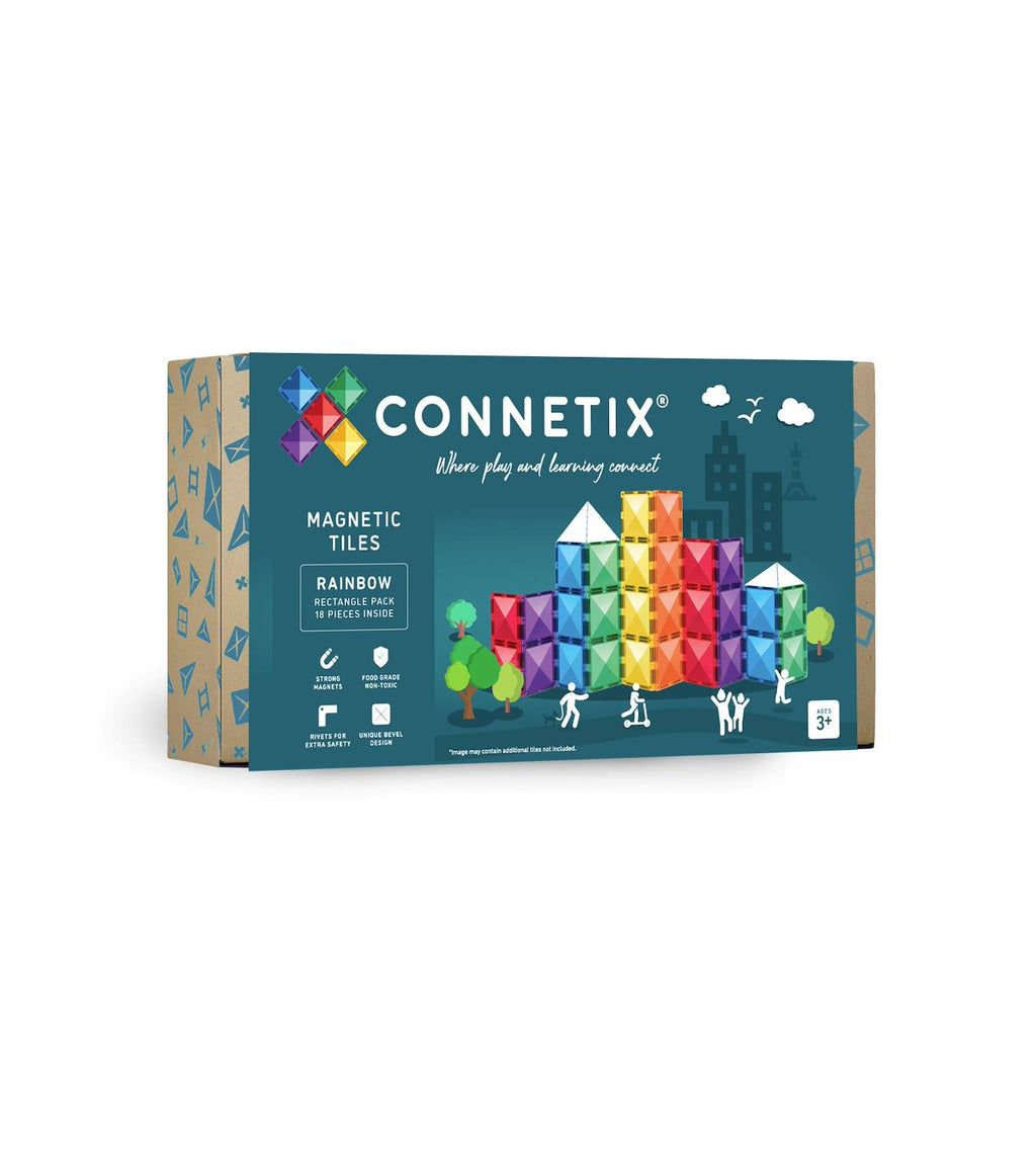 Jeu de construction magnétique arc-en-ciel paquet rectangle, 18 pièces arc-en-ciel
