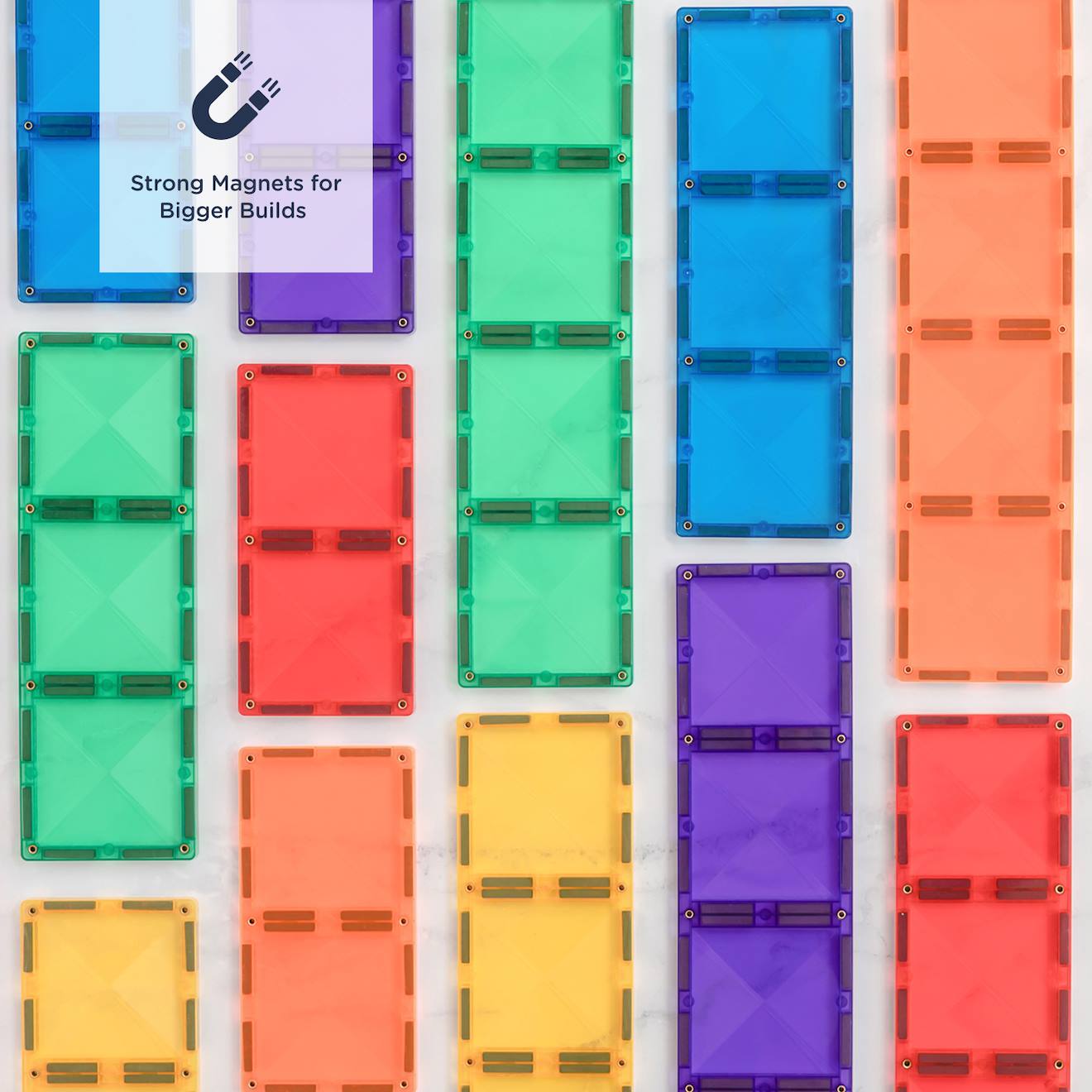 Jeu de construction magnétique arc-en-ciel paquet rectangle, 18 pièces arc-en-ciel