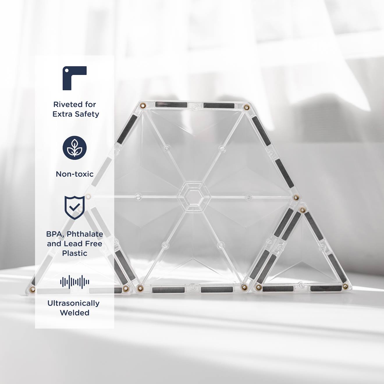Jeu de construction magnétique clair pack de démarrage, 34 pièces clear