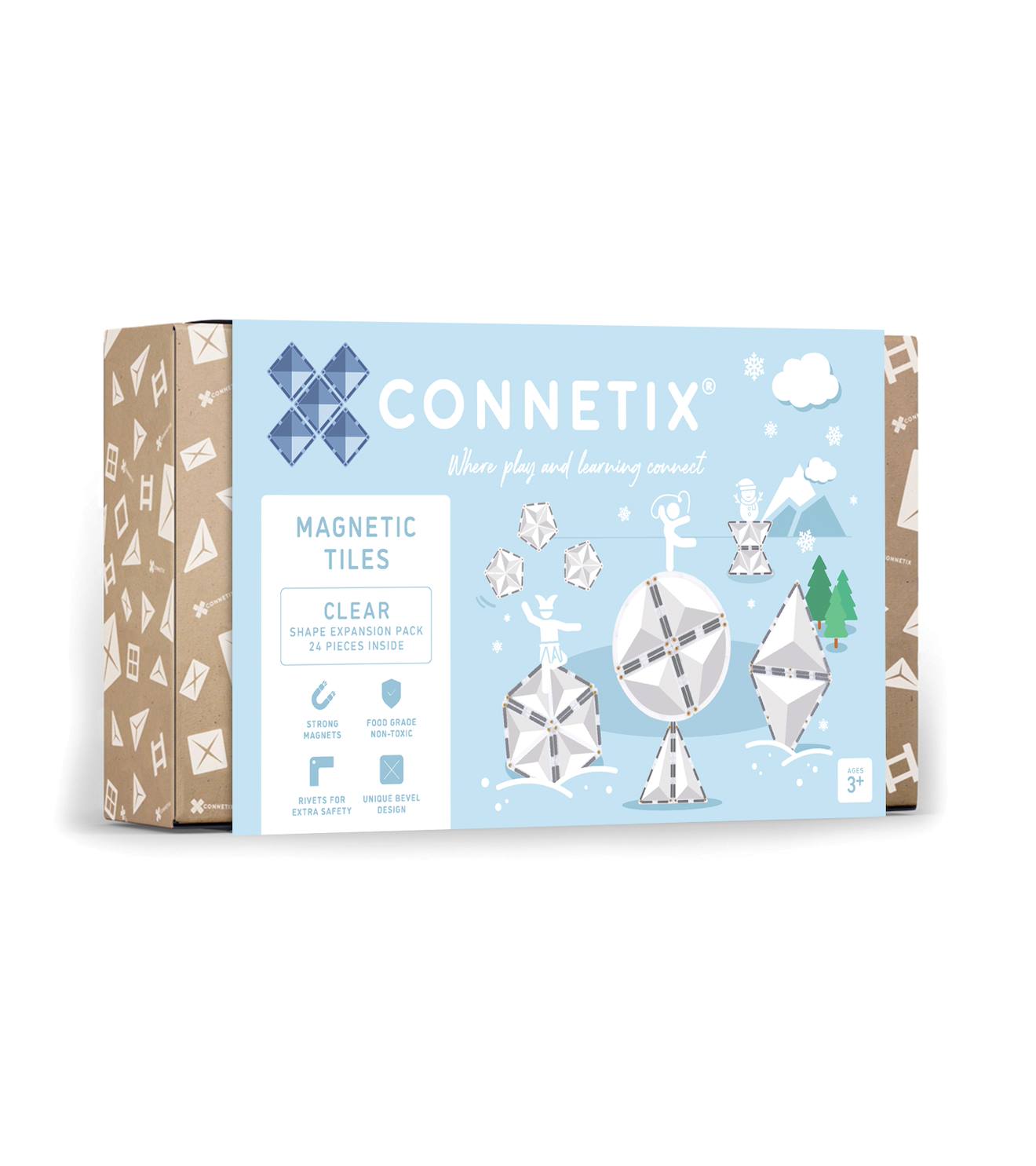 Jeu de construction magnétique clair pack d'extension de forme, 24 pièces transparent