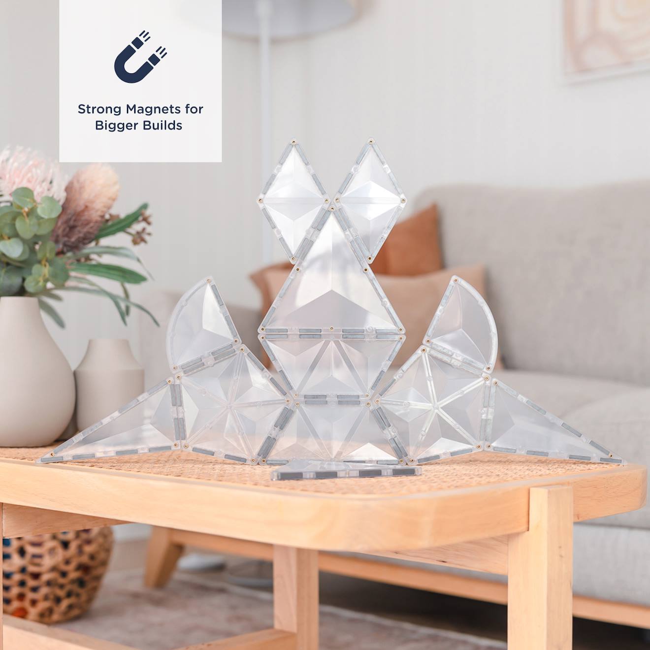 Jeu de construction magnétique clair pack d'extension de forme, 24 pièces transparent