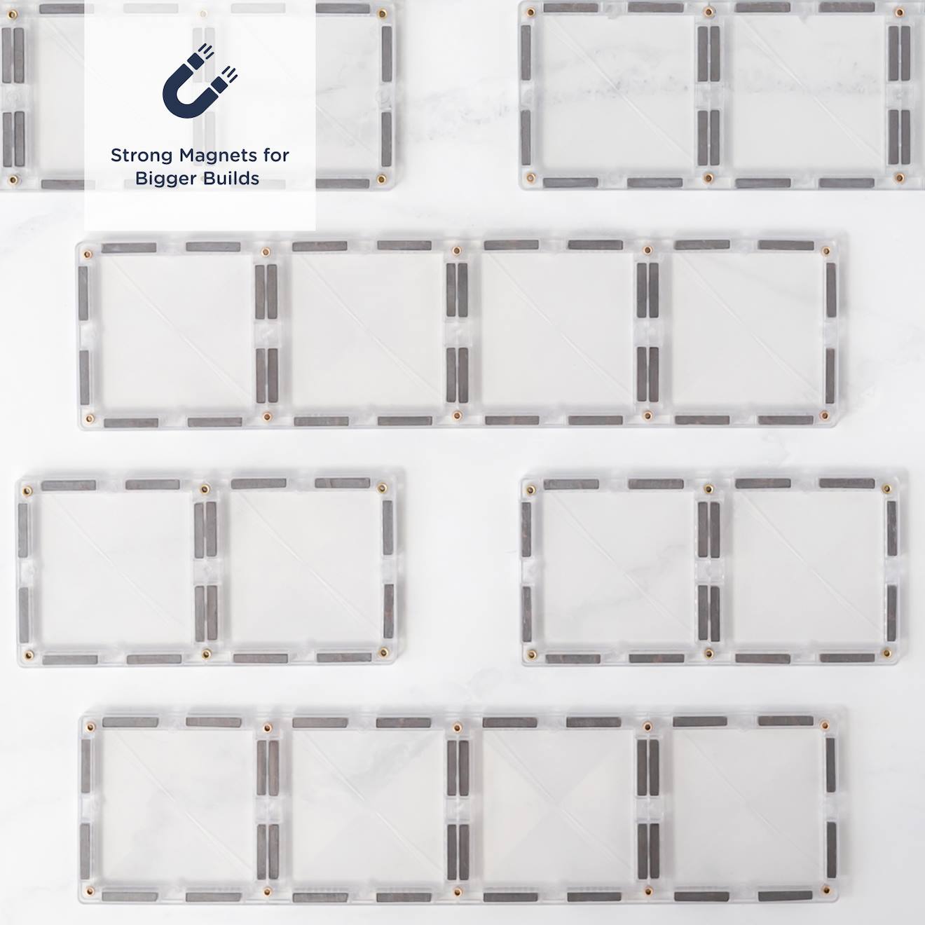 Jeu de construction magnétique clair paquet rectangle, 12 pièces transparent