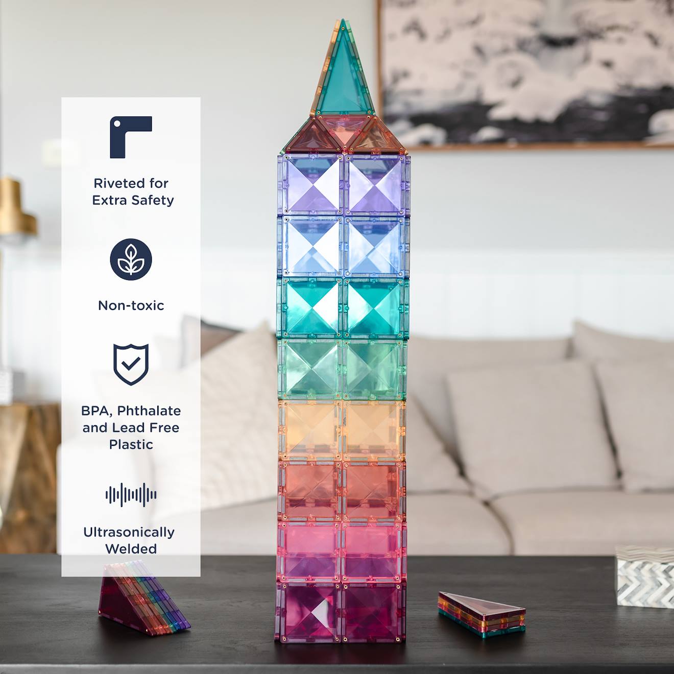 Jeu de construction magnétique pastel méga paquet, 202 pièces pastel