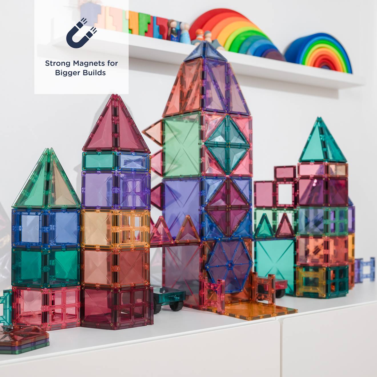 Jeu de construction magnétique pastel méga paquet, 202 pièces pastel