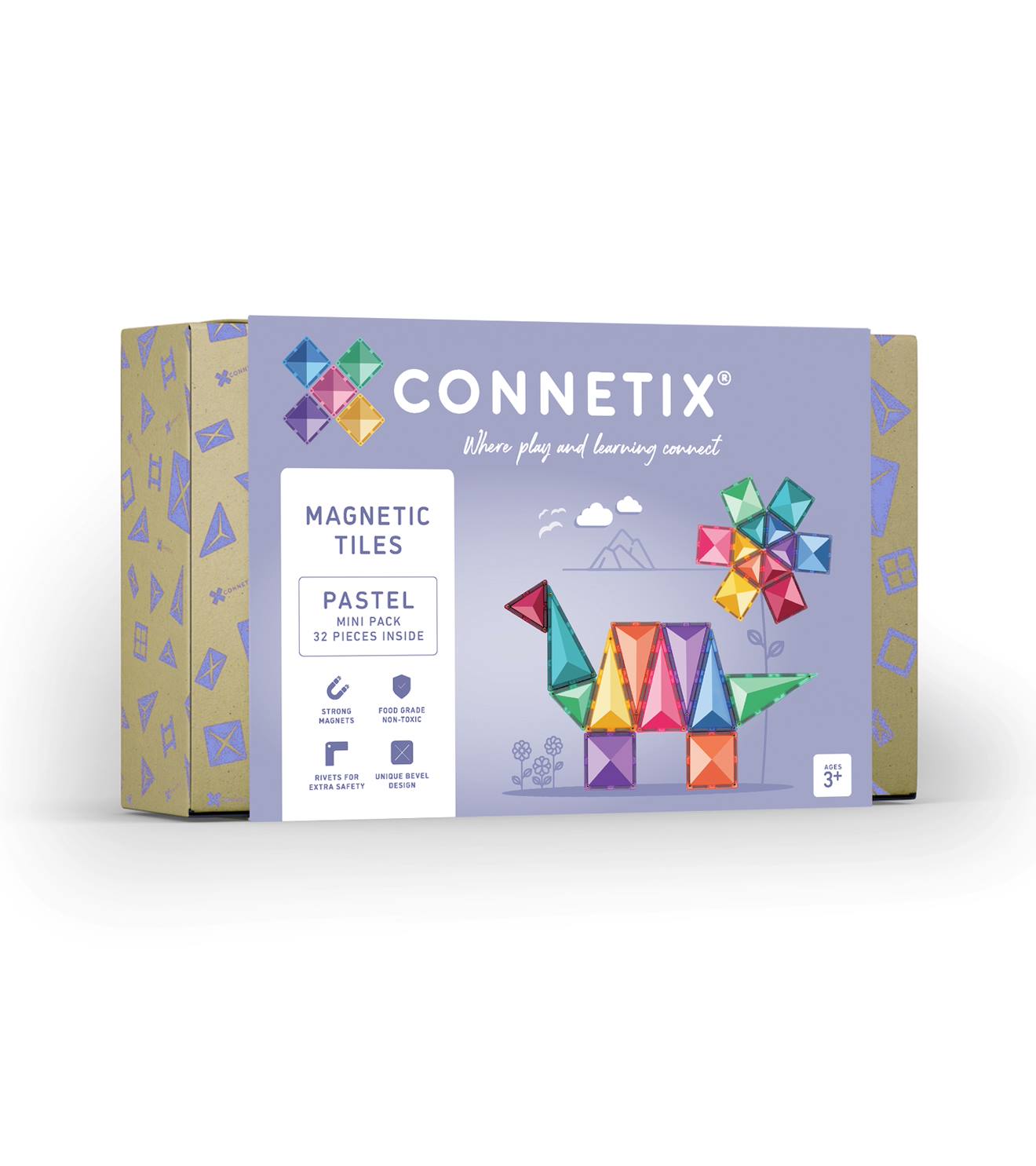 Jeu de construction magnétique pastel mini-paquet, 32 pièces pastel