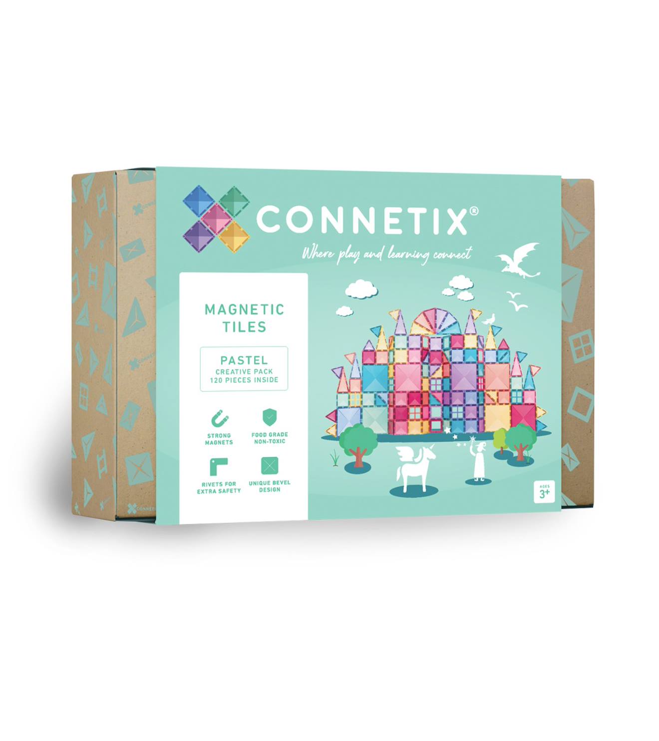 Jeu de construction magnétique pastel pack de créative, 120 pièces pastel