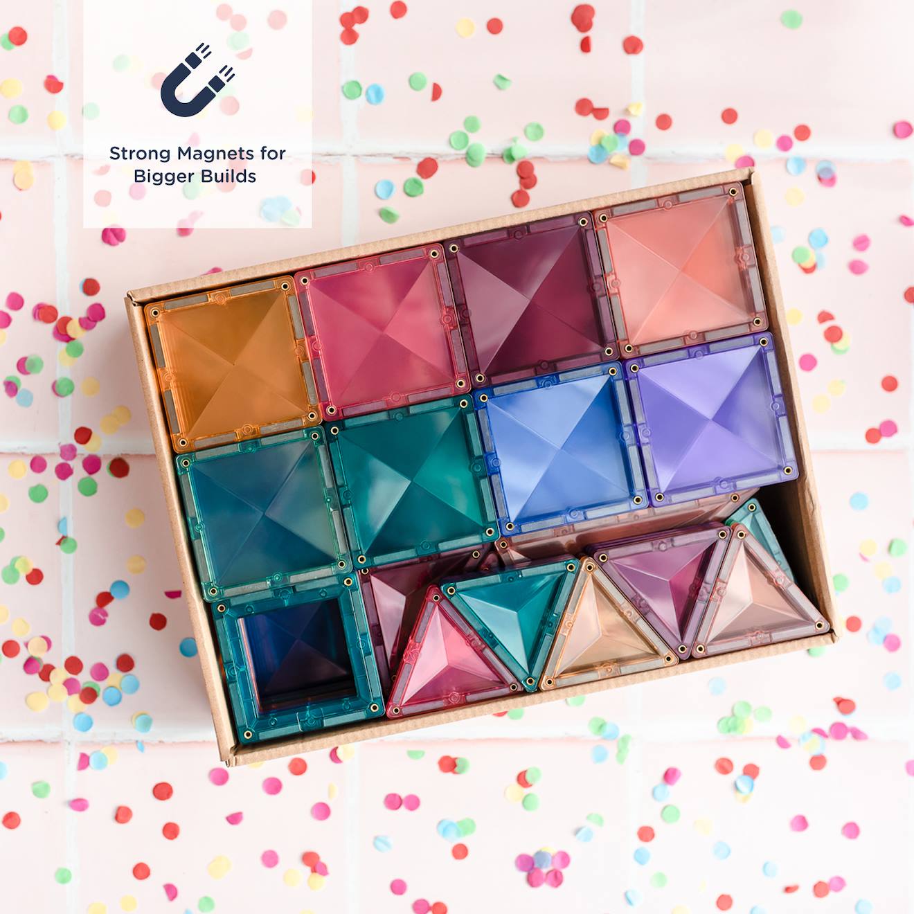 Jeu de construction magnétique pastel pack de créative, 120 pièces pastel