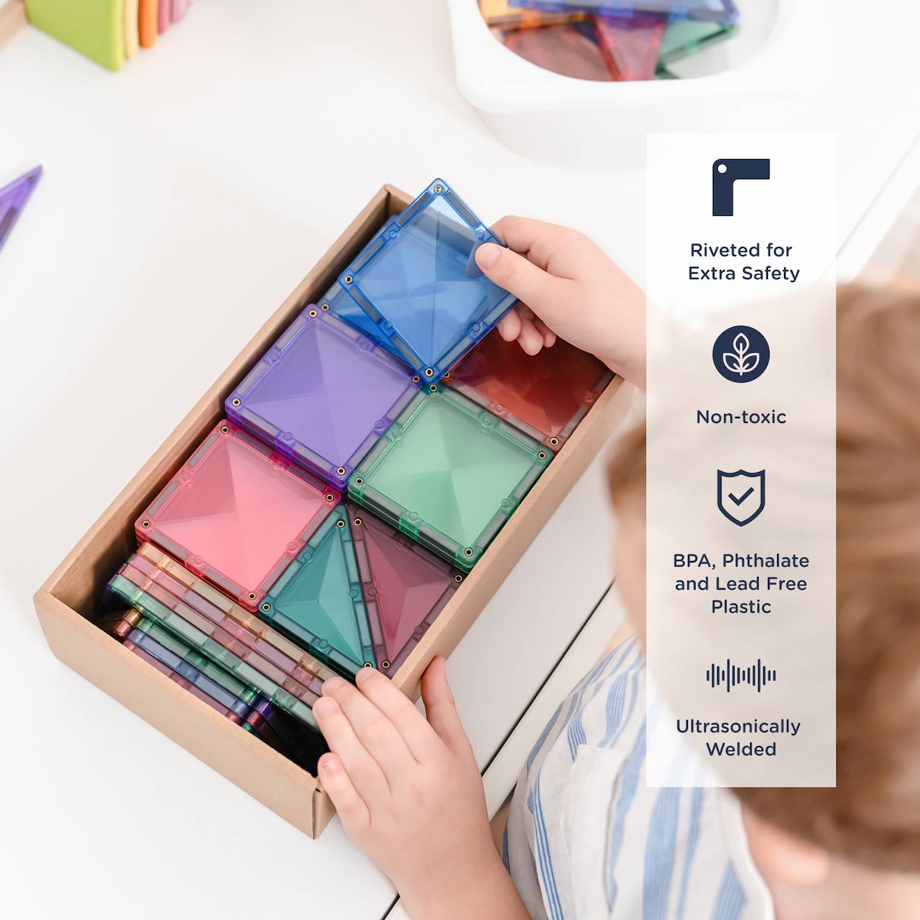 Jeu de construction magnétique pastel pack de démarrage, 64 pièces pastel