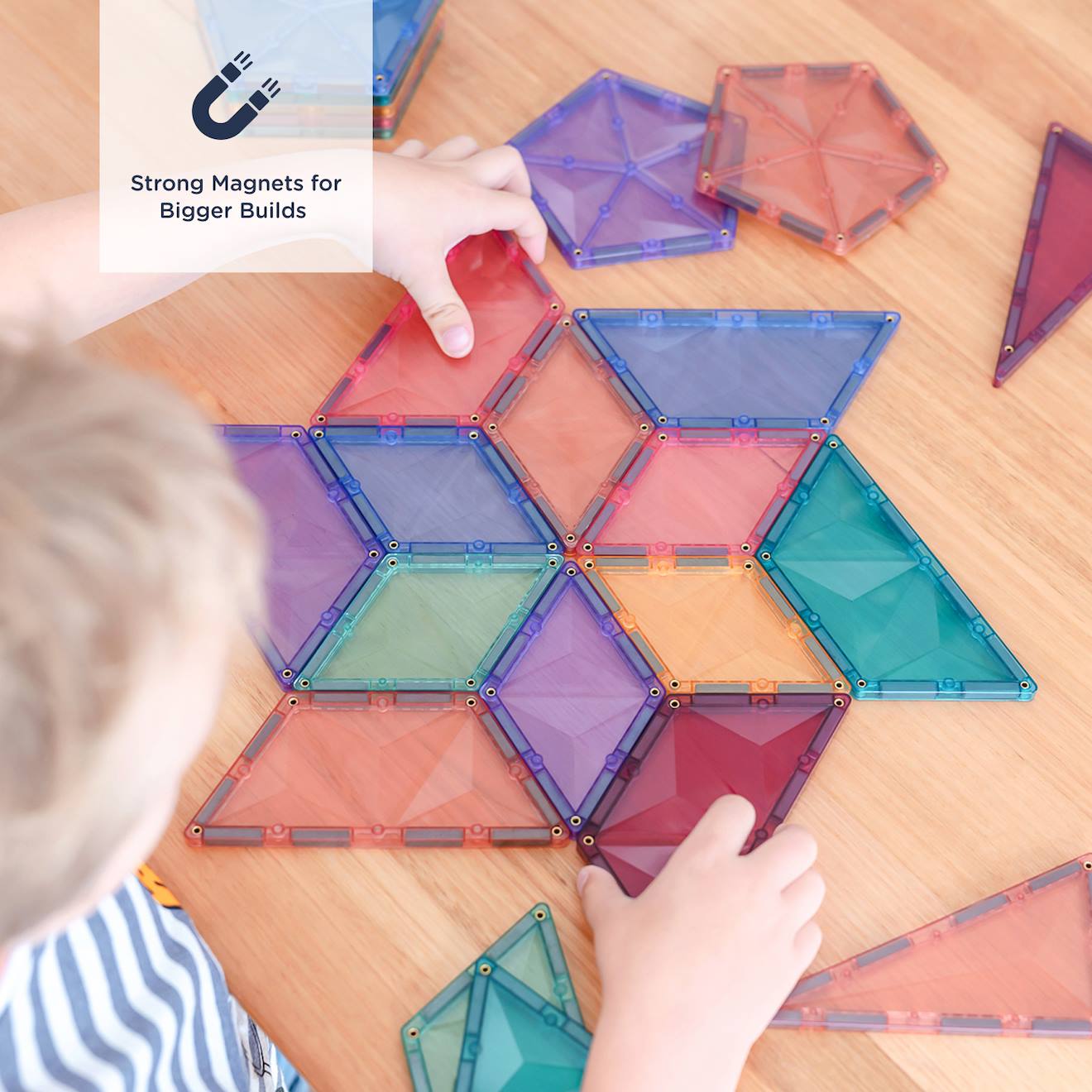 Jeu de construction magnétique pastel pack d'extension de forme, 48 pièces pastel