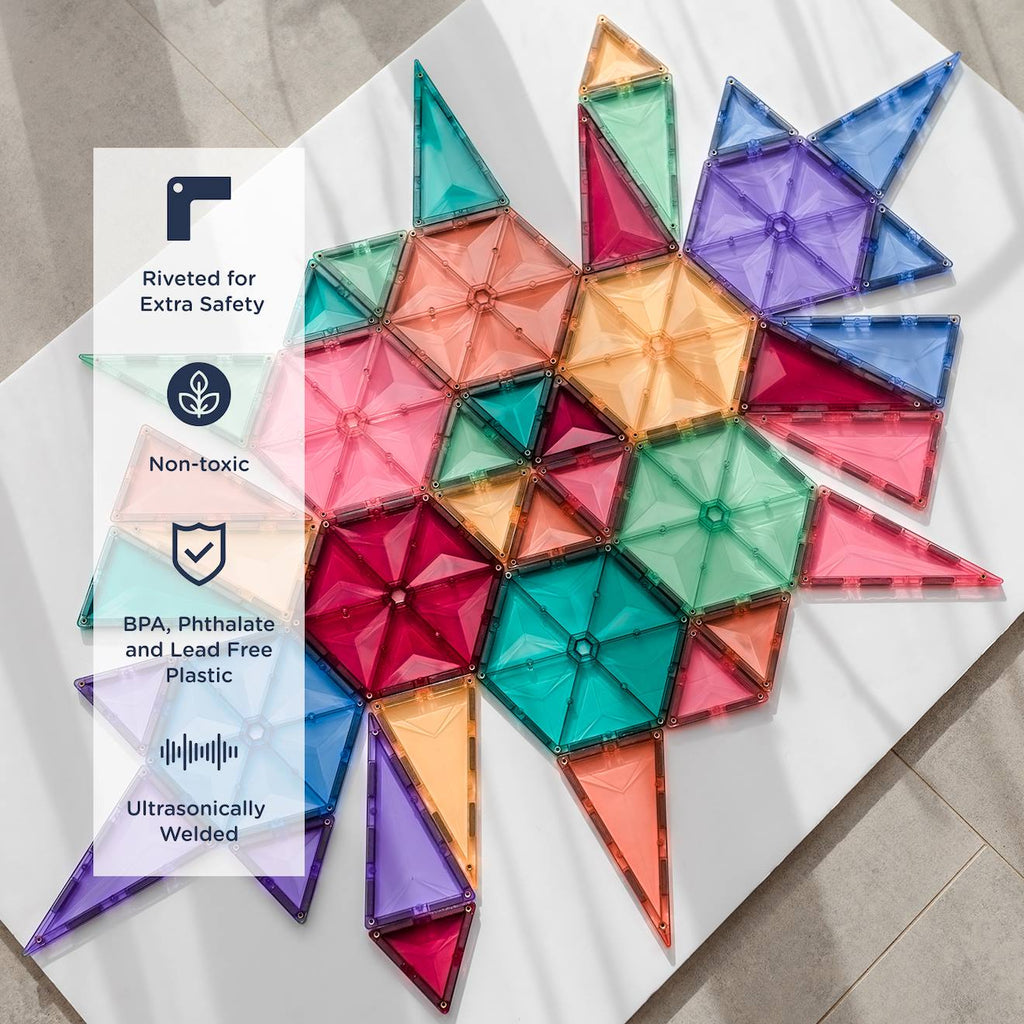 Jeu de construction magnétique pastel pack géométrique, 40 pièces pastel
