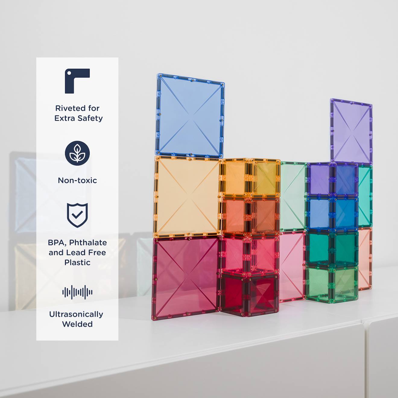 Jeu de construction magnétique pastel paquet carré, 40 pièces pastel