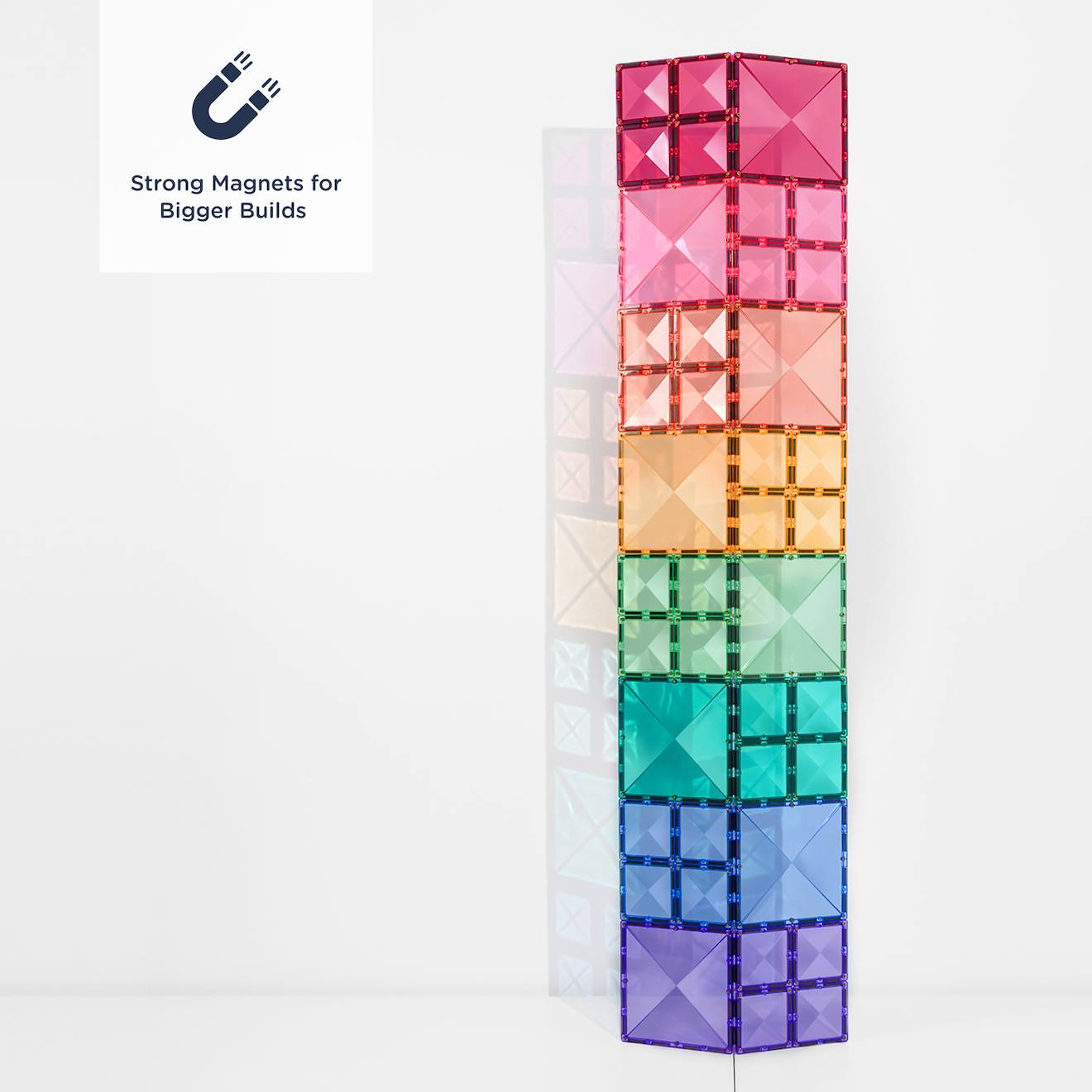 Jeu de construction magnétique pastel paquet carré, 40 pièces pastel