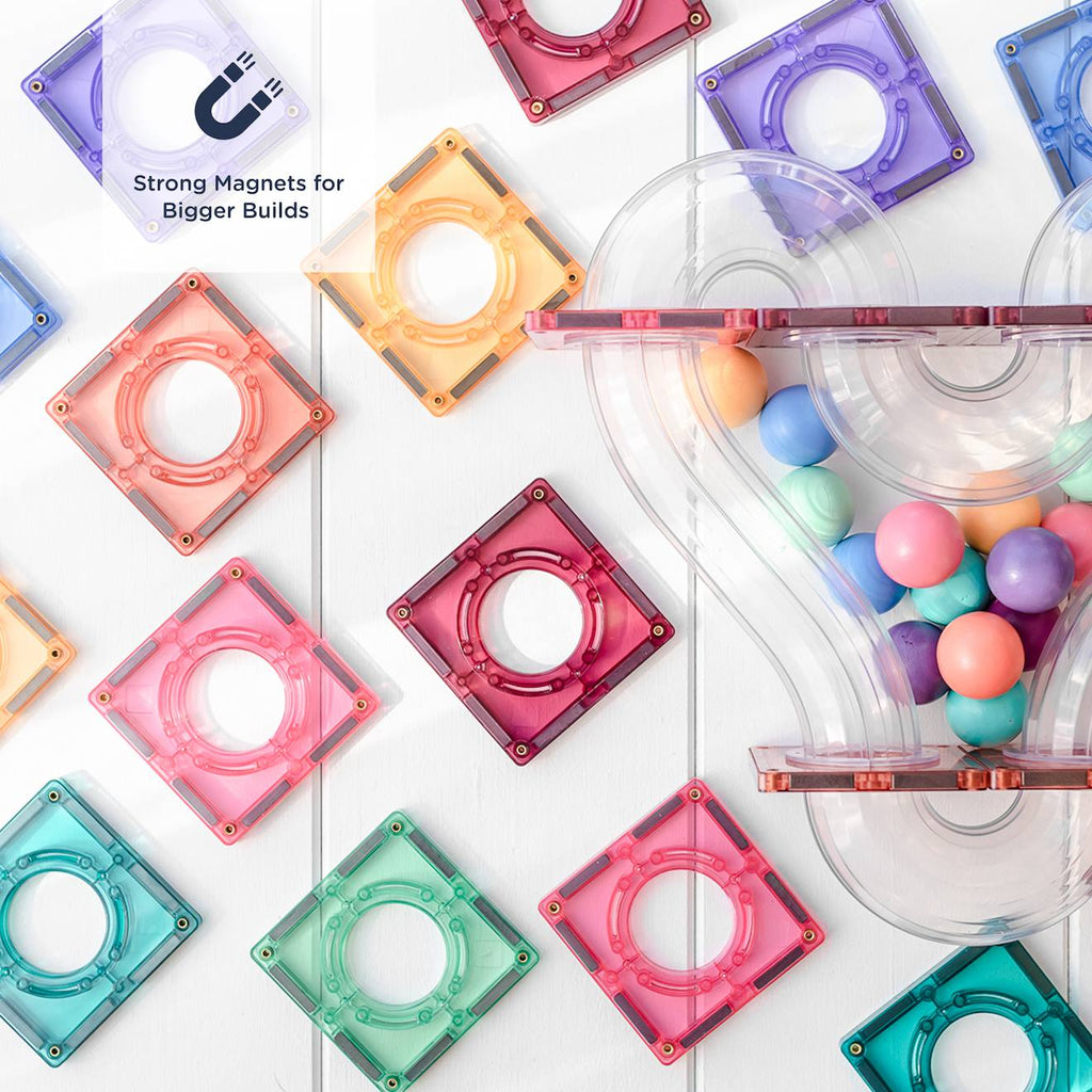 Jeu de construction magnétique pastel paquet course de balle, 106 pièces pastel