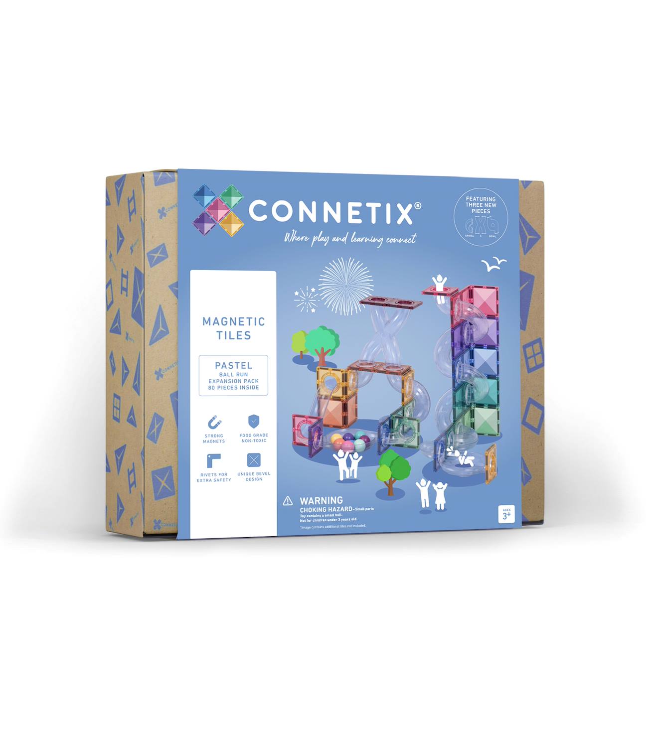 Jeu de construction magnétique pastel paquet course de balle, 80 pièces pastel