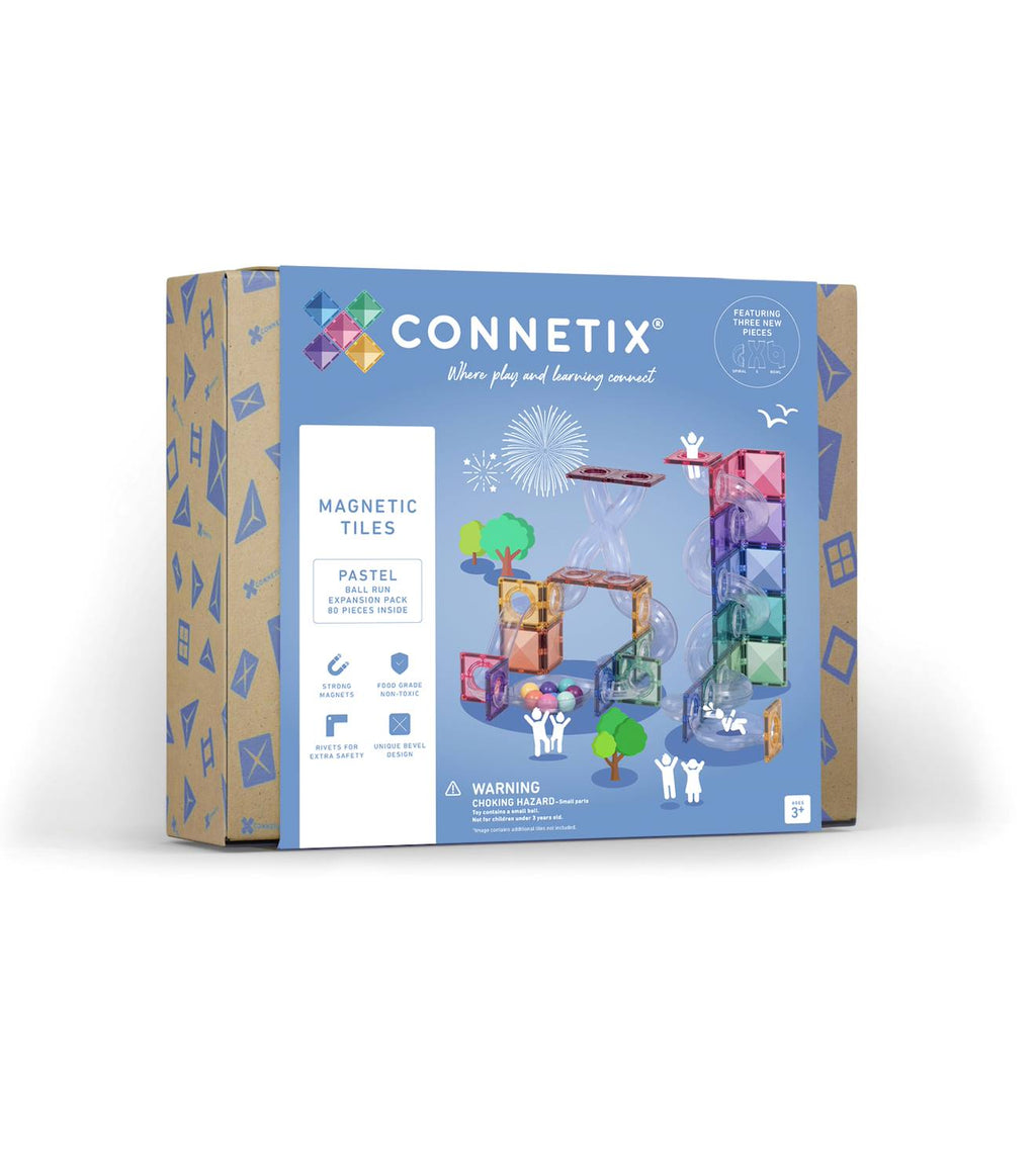 Jeu de construction magnétique pastel paquet course de balle, 80 pièces pastel