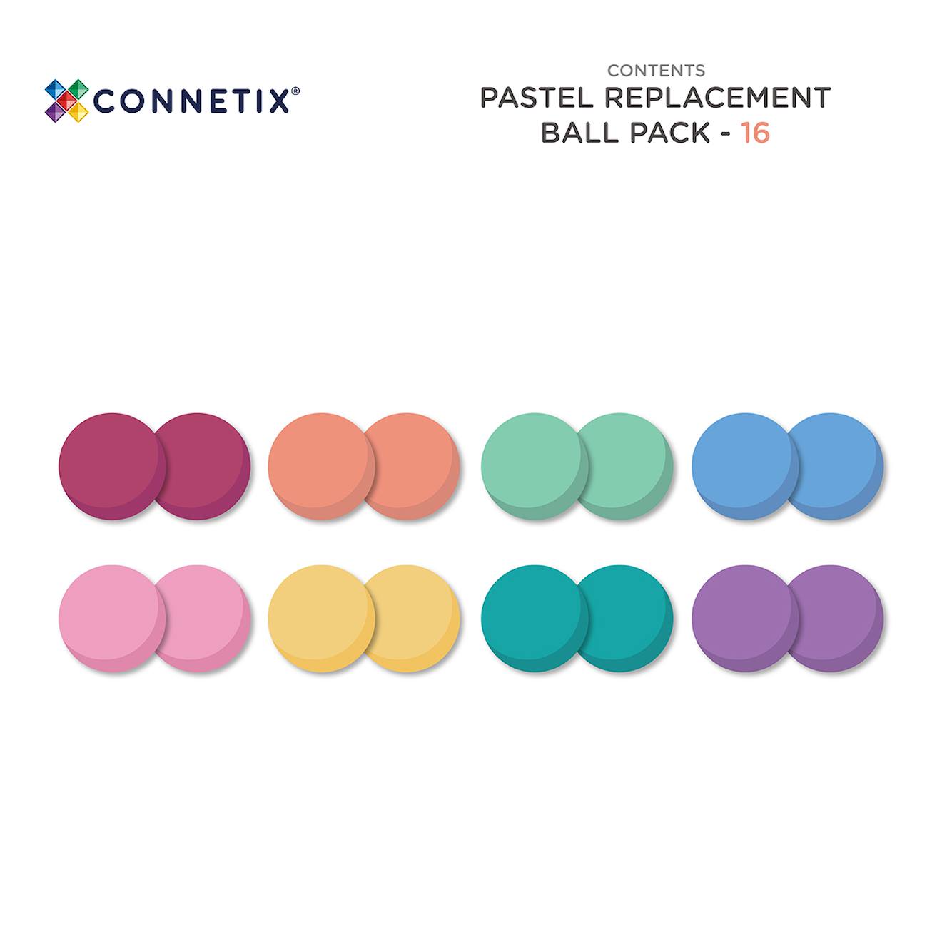 Jeu de construction magnétique pastel paquet de balles, 16 pièces pastel