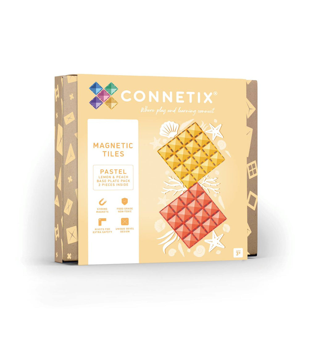 Jeu de construction magnétique pastel paquet de plaques de base, 2 pièces citron-pêche