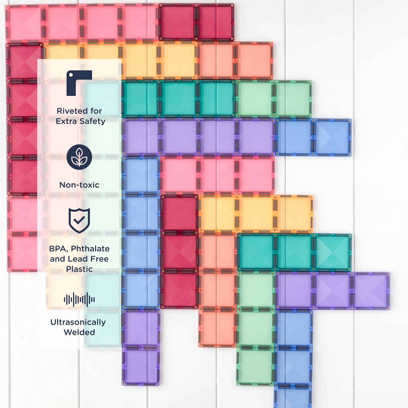 Jeu de construction magnétique pastel paquet rectangle, 24 pièces pastel
