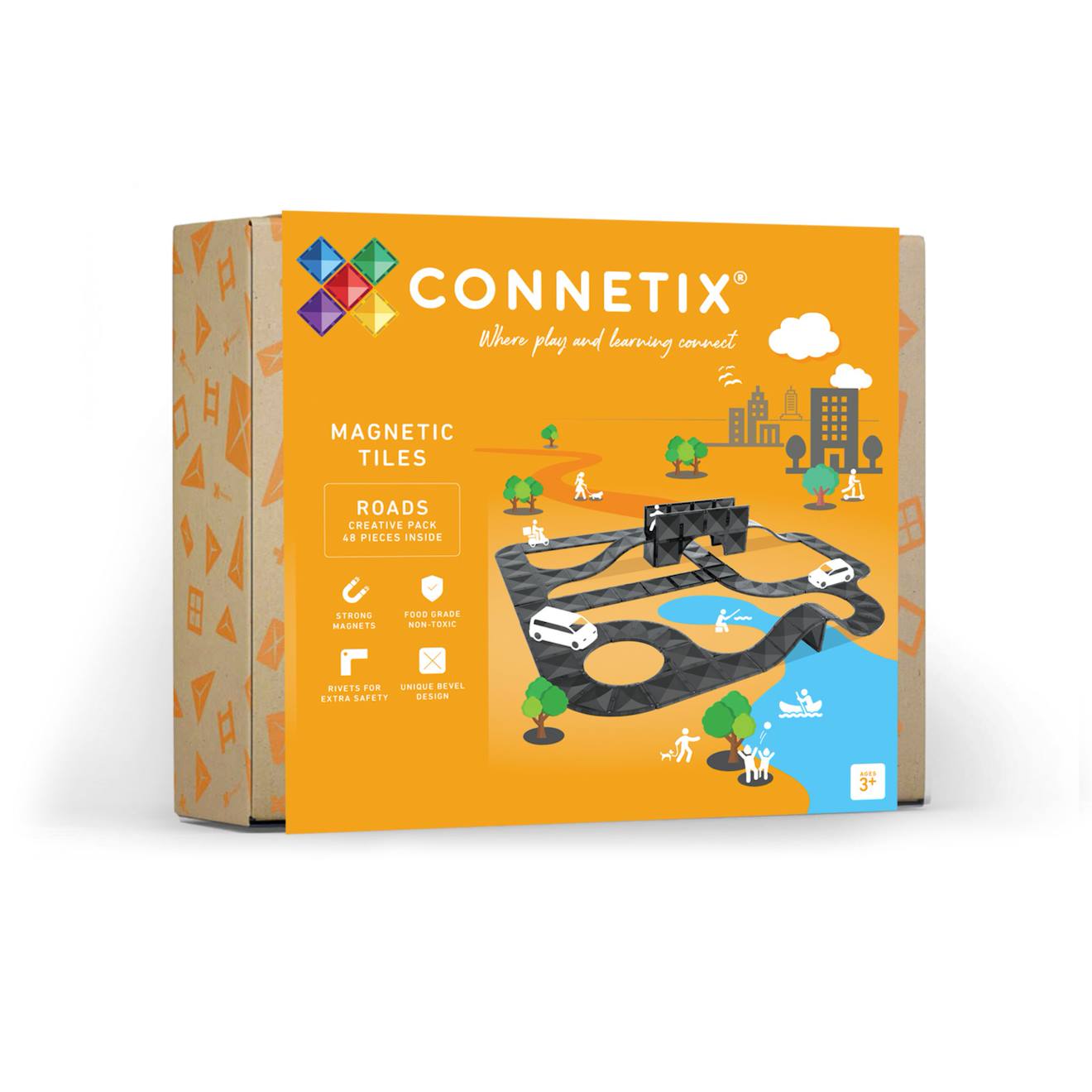 Jeu de construction magnétique roads pack de créative, 48 pièces noir