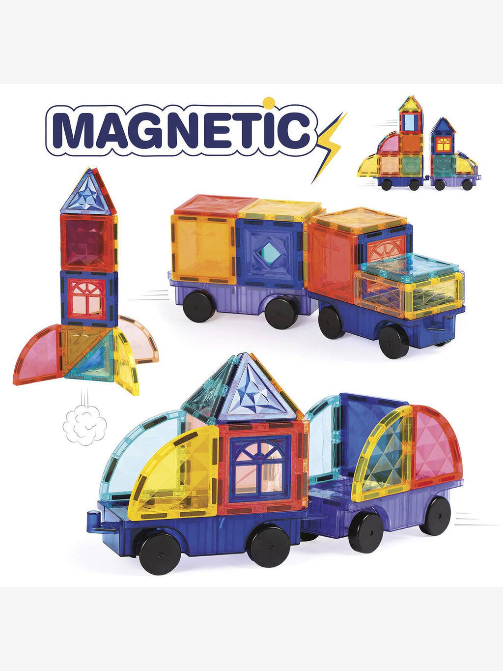 Jeu de construction magnétique véhicules multicolore
