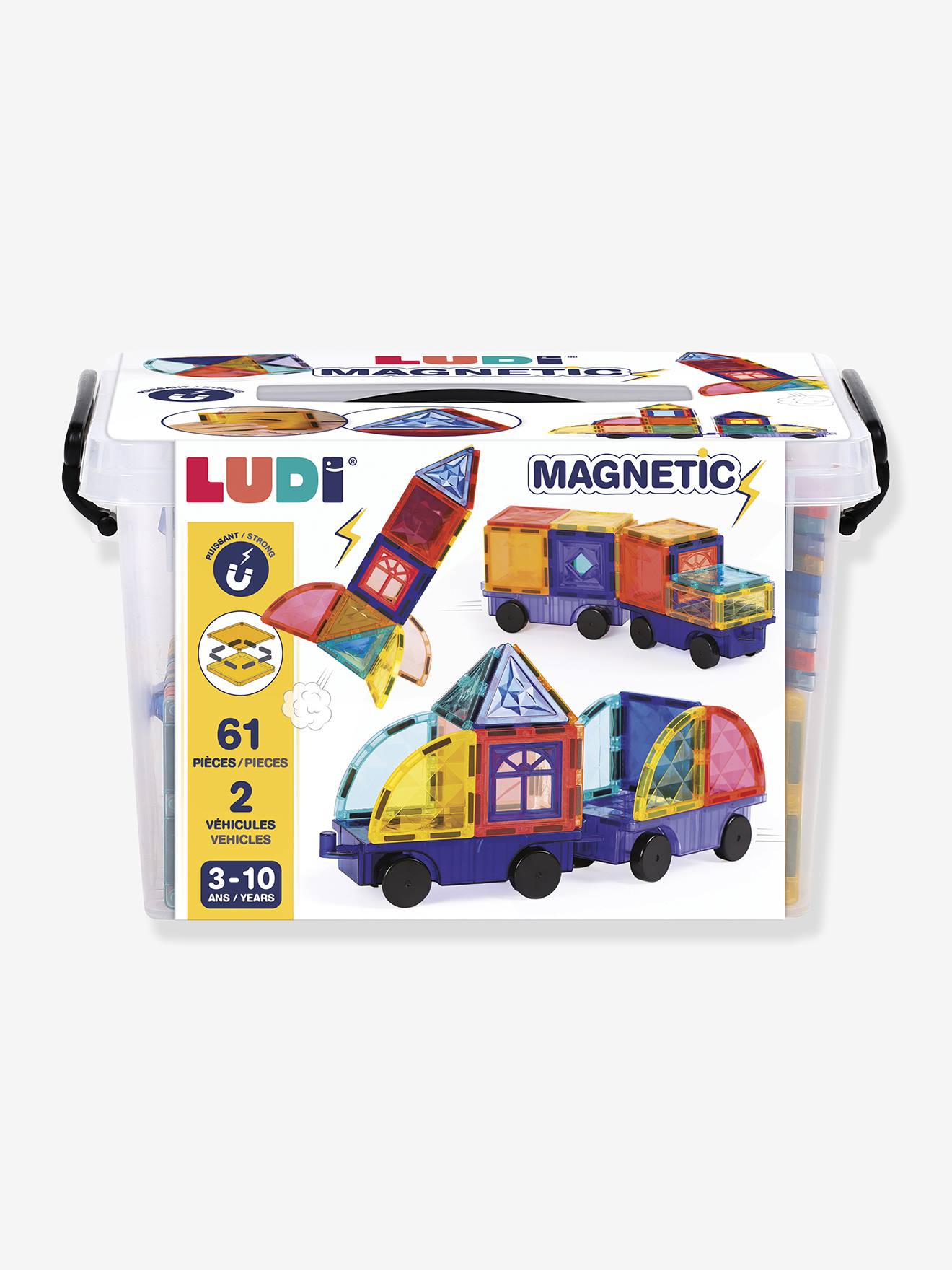 Jeu de construction magnétique véhicules multicolore