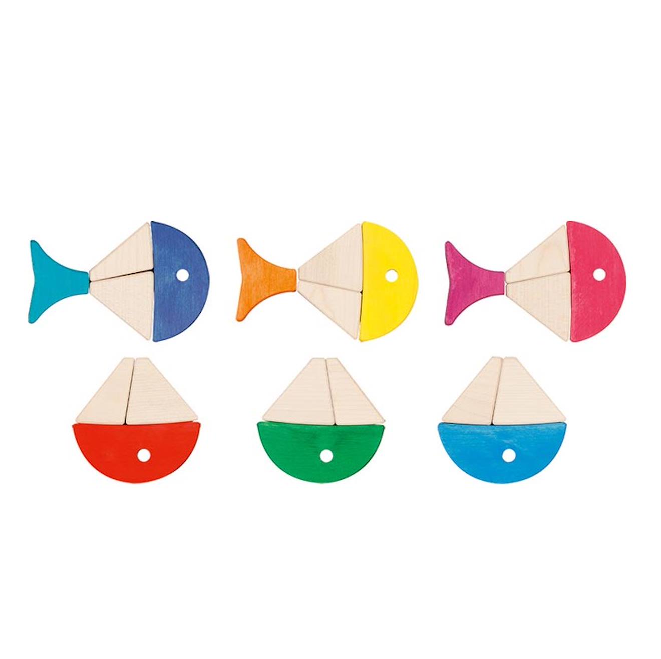 Jeu de construction poissons colorés rouge