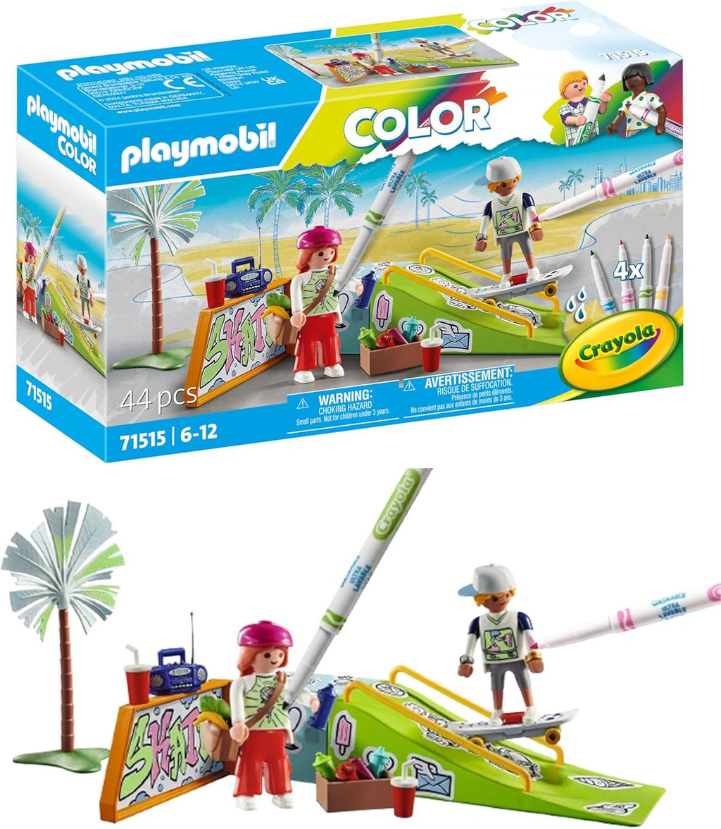 Jeu de construction skatepark 71515 – skateurs avec rampe, comprend deux personnages, des feutres effaçables multicolore