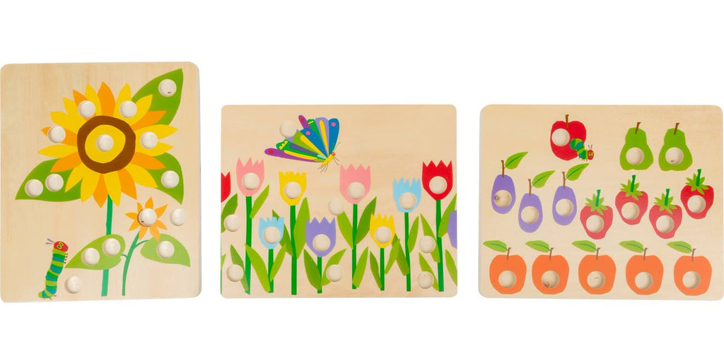 Jeu de couleurs la chenille qui fait des trous beige