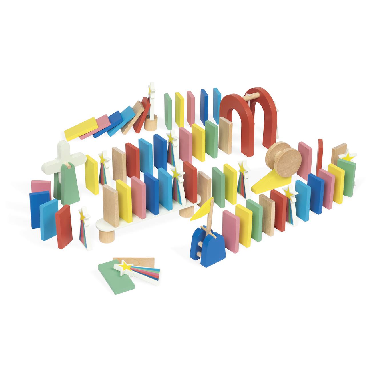 Jeu de course dominos bois 100 pièces multicolore
