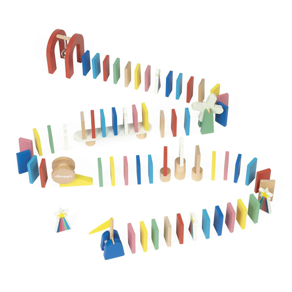 Jeu de course dominos bois 100 pièces multicolore