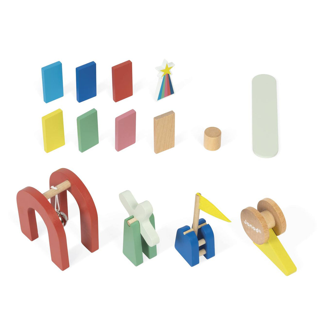 Jeu de course dominos bois 100 pièces multicolore