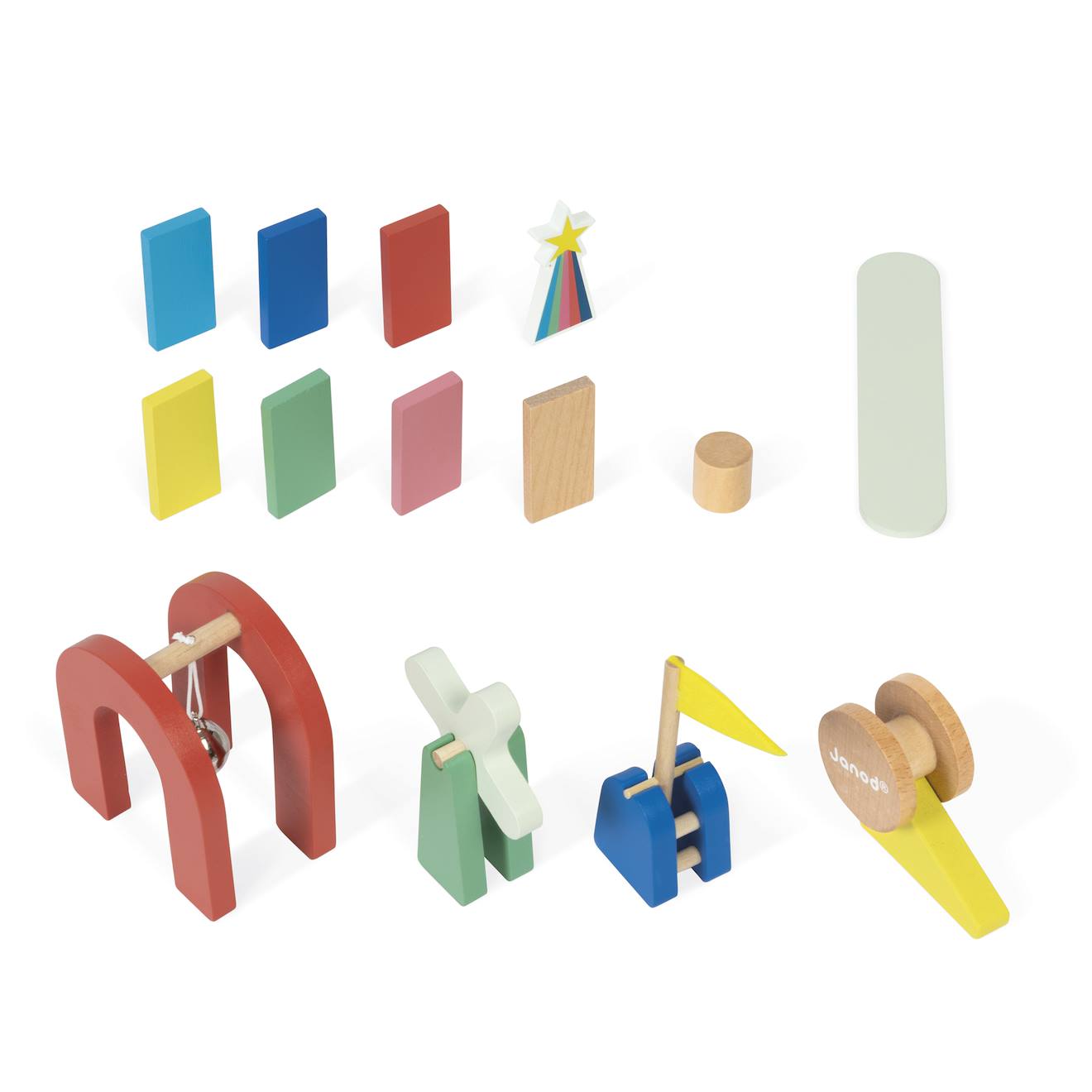 Jeu de course dominos bois 100 pièces multicolore